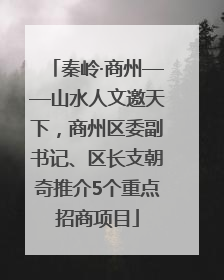 秦岭·商州——山水人文邀天下，商州区委副书记、区长支朝奇推介5个重点招商项目